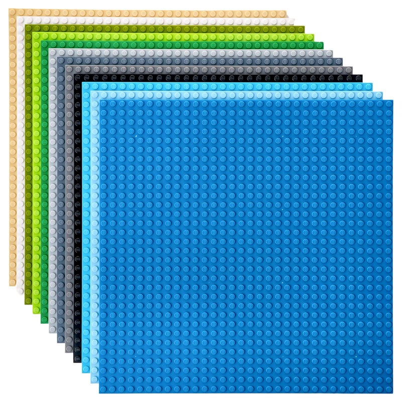 Strictly Briks Stackable Baseplates - 12 Pack 10"x10", 32x32 Studs, Compatible with Lego for Building City Scenes, Foundation, Displays Bricks on Play Table, Kids Easter Gift, Nature - Image 1
